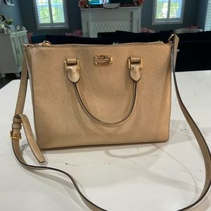Gold Michael Kors purse handbag with free wallet great used condition